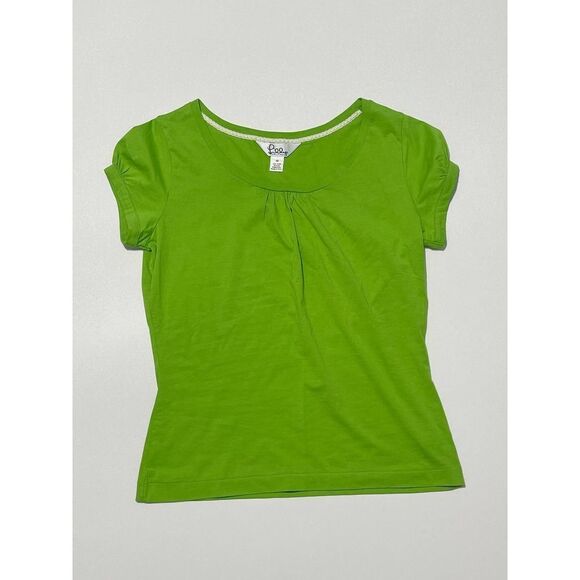 Lilly Pulitzer Scoop Neck Puff Sleeve Tee T-Shirt Bright Green XS Extra Small‎ - Picture 8 of 9